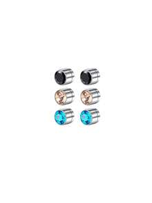 6Pcs Fake Earrings For Men Women Stud Earrings For Men Fake Earrings Clip On Earrings For Men Fake Earrings CZ Dia 5mm-6mm