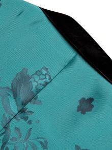 1pcs Mens Blazer Suit Teal Blue Jacket One Button Coats Regular Fit Wedding Formal Casual Party Banquet-Without Bowtie Set - 水鴨藍 - 查看 5