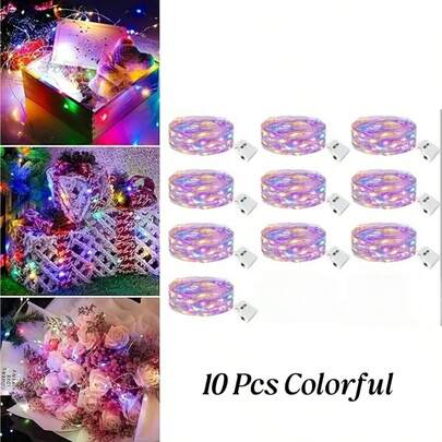 1/5/10pcs Battery Operated Fairy Lights, 3 Modes, 7ft 20in LED Twinkle Lights String, Waterproof Loose Mini Silver Wire Christmas Mason Jar Wedding Table Centerpieces Decor