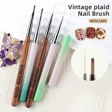 New Wholesale Design Long Grid Brush Long Line Brush Cleaning Polish Dust Acrylic Art Nail Brush Sets 3d Uv Gel French