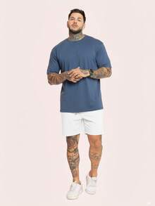 Kit 3 Premium Men's Oversized T-Shirts, Trap Street Style, Gringa Bodybuilder, Cotton Spring - Jeans Blue, Black and Gray - View 3