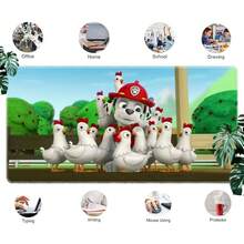 1pc Extra Large  Cartoon Mouse Pad - Rubber Material, Oblong Rectangle Shape, Stitched Edges, Non- & Washable Desk Mat For Computer, Office & Gaming Setup