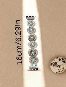 1 pieza Brazalete de turquesa con patrón bohemio, compatible con Apple Watch 38/40/41mm, Ultra/Series 3-8, pulsera de aleación con estilo retro de moda, accesorio de playa de verano, estilo nacional