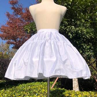 1pc Women's Lolita Petticoat, 38cm Adjustable Fishbone, Casual Lolita Bridal Daily Wear Plus Size Mid-Length A-Line Slip Skirt
