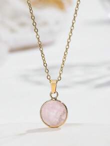 1pc/ Natural Round Multi-Color Pendant, Fashionable And Simple, Adjustable Size Necklace, A Gift For Friends At Festival Gatherings