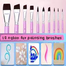 Set de 10 pinceles para pintura facial, que incluye un cepillo de estampado DIY y un bolígrafo de gancho y línea para pintar. - Unitalla - Ver 4
