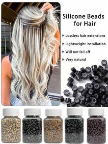 5mm Hair Extentions Beads, Silicone Lined Micro Rings Links, I Tip Weft And Hair Tinsel Beads For Hair Extensions,Multi-Colored - Multicolor - View 5