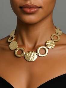 1 pezzo Collana choker asimmetrica alla moda con motivi geometrici esagerati e forme multiple