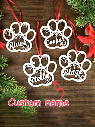 Ornamento personalizzato con zampa di cane | Ornamento natalizio personalizzato per gatti | Ornamento commemorativo per animali domestici 2025 | Regalo per la mamma del cane. Celebra il tuo cane, gatto o altro animale domestico con questi ornamenti personalizzati creativi. Ricorda il tuo animale domestico che ha attraversato il ponte dell'arcobaleno con un ricordo speciale sul tuo albero. Decorazione natalizia, ornamento natalizio, regalo di Natale, calendario festivo