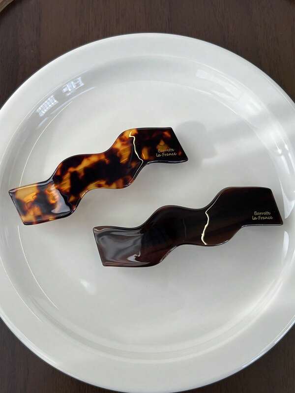 1 Stück 2025 Neue Welle Acetat Gold Haarspange, vielseitiges elegantes Haaraccessoire geeignet für den täglichen und Urlaubsgebrauch, Urlaubsgeschenk, Haarklammern