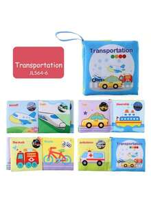 Montessori Sensory Book Set - 6-In-1 Washable Cloth Book With Crinkle Pages & Chewable Teether | Infant Toy For 0-12M - Multicolor - View 7