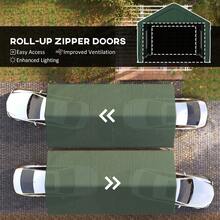 Outsunny Carport, 12 X 20ft Portable Garage With 2 Roll-Up Doors And 4 Windows, Heavy Duty Outdoor Car Shelter With Removable Sidewalls For Car, Truck, Garden Tools, Dark Green - Màu xanh lá cây đậm - Xem 6
