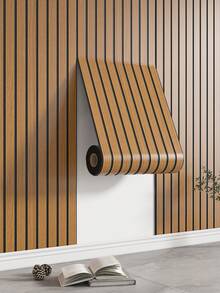 3D Wood Grain Stripe Wallpaper Roll - 118.1" X 15.7", Easy To Cut And Stick, Textured Surface, Perfect For Bedroom, Living Room, Ceiling, TV Background Wall Decor, Wood Wall Decor Wall Decal Wallpaper