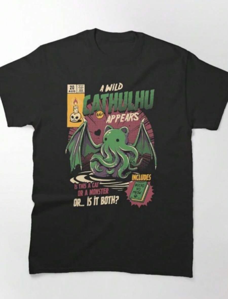 Cathulhu Classic Men's T-Shirt - 黑色 - 查看 1