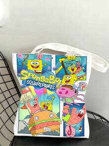 SPONGEBOB 1PC The New Large-Capacity Commuter Canvas Bag From SpongeBob SquarePants Features An Anime Kawaii Cartoon Pattern And A Fashionable Campus Design. It Is Perfect For Halloween, Christmas, Graduation Season, Back-To-School Season, And Happy Birthday Gifts. It Is A Cartoon SpongeBob Canvas Bag Suitable For Friends, Classmates, Best Friends, And Couples