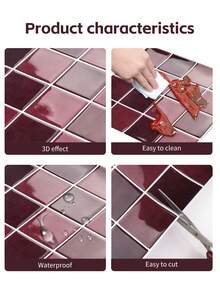 WoStick 1/4/10/20pcs Multi-Color Mosaic Tile, Waterproof Anti-Fouling, Self-Adhesive Backsplash - Easy DIY Installation. Removable Self-Adhesive Wall Tile Stickers, Suitable For Kitchen Bathroom Backsplash, Holiday Decor