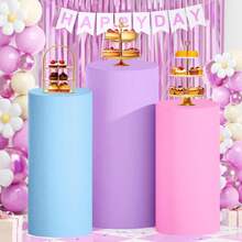 Cylinder Covers Set Of 3 Spandex Cylinder Pedestal Stand Covers Red Cylinder Cover Round Pedestal Cylinder Covers Multicolor Pedestal Cover For Wedding Party Ceremony DecorationKF - D - 查看 2