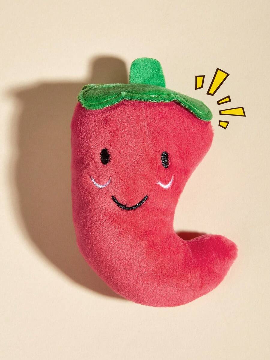 辣椒形寵物發聲玩具寵物吱吱聲玩具辣椒形狗玩玩具狗互動玩具 - 彩色 - 查看 1