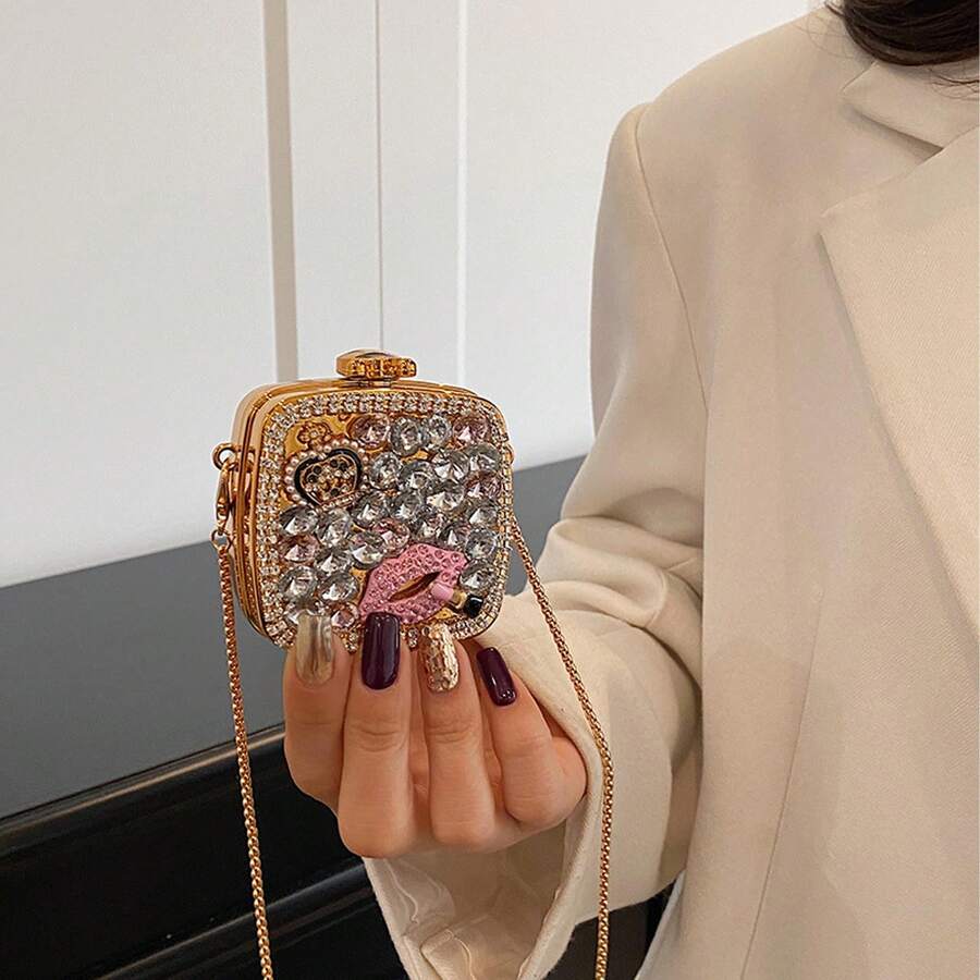New Fashionable Niche Design Mini Bowknot Versatile Lipstick Earbud Coin Purse With Chain Shoulder Crossbody Bag For Women - 金色 - 查看 1