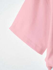 Vestido mini ajustado de manga corta con cuello redondo, impresión de amor, para mujer, verano - Rosa - Ver 2