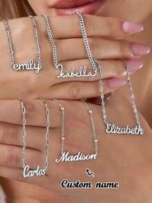 1 chiếc vòng cổ khắc tên theo yêu cầu bằng thép không gỉ, vòng cổ choker mặt dây chuyền chữ cái, món quà lý tưởng cho các cặp đôi, bạn bè, gia đình, Ngày của Mẹ, vàng, bạc, thời trang, mùa thu, tối giản, thường ngày, cổ điển, đồng xu tùy chỉnh, cá nhân hóa, món quà độc đáo cho bạn gái, mẹ, gia đình, bạn bè, con gái nhân dịp kỷ niệm, Ngày Valentine, Ngày của Mẹ, sinh nhật, tốt nghiệp, đeo hàng ngày, đám cưới, dạ hội, tình yêu vĩnh cửu, thời trang mùa xuân 2026. - Bạc - Xem 1