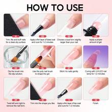 coscelia 3 Colors 16ML Poly Nail Gel With Slip Solution Set, White Pink Nail Builder Gel With Nail Light, Top Base Coat, Nail Supplies For Women DIY Extension Nails Salon Christmas Gift