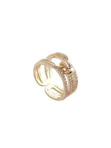 1pc Simple Fashionable Micro Inlaid Zirconia Ring 5ICZ - Silver - View 5