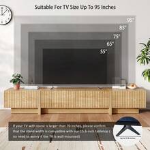 98'' Mid Century Modern TV Stand For Living Room, Bedroom, Wood TV Console With Storage, Entertainment Center With Drawers, Fluted TV Stand & Media Console With Cabinet, White, Natural - Natural Oak - 查看 4