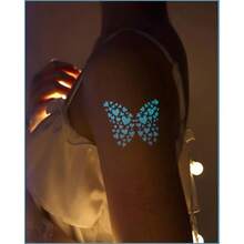 1PCS Glow-In-The-Dark Temporary Tattoos  Waterproof Long-Lasting Fake Tattoos Halloween Costume Tattoo Decorations Festival Glow Tattoo Stickers Birthday Party Custom Tattoos Party Sparkle Fake Tattoos Removable Butterfly Tattoo Stickers Multi-Color Glow Tattoos - ngẫu nhiên - Xem 2