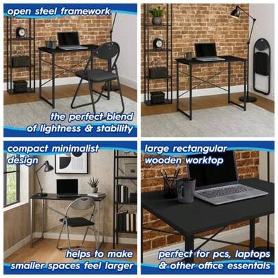 Wooden Computer Desk - 80cm - White - PC Computer Workstation Contemporary Laptop Durable Tubular Steel Compact Wooden Office Desk Study, Offices