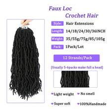 New Faux Locs Crochet Hair 14-36 Inch 1 Pack Fashion Extended Soft Locs For Women Most Natural Locs Crochet Braiding Hair Curly Wavy Pre-Looped Goddess Locs Braids Hair Extensions 1B 12 Strands - Black - View 10