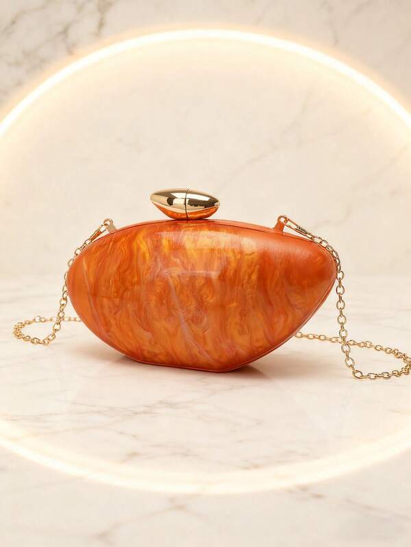 Women Evening Clutch Party Bridal Purse Personalized Marbling Stone Acrylic Clutch Women's Handheld Evening Metal Chain Bag Handbag Crossbody Purse Wedding Party Bag For Women And Girls