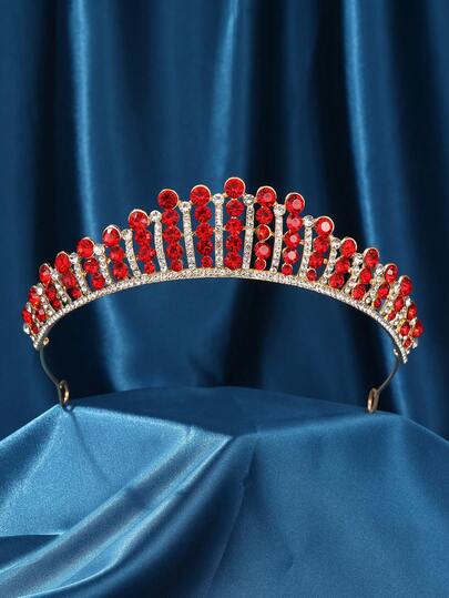 Adereço de cabeça feminino, coroa vermelha com strass vermelhos - faixa de cabeça com strass de cristal vermelho Royal Queen, adequada para princesas, meninas, crianças, noivas, aniversários, casamentos, concursos de beleza, Halloween, festas à fantasia de casamento