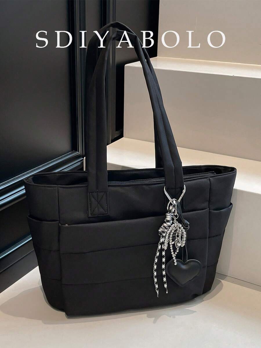 Túi Tote Nữ, Túi Xách Tay Mềm Mại Nhẹ, Thích Hợp Cho Du Lịch, Công Sở, Bãi Biển, Phòng Tập Gym, Mua Sắm - màu đen - Xem 1