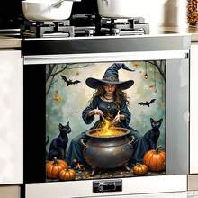 1 autocolant magnetic plat cu grafică vrăjitoare alchimistă, pentru mașina de spălat vase - ușor de curățat, nu necesită adeziv, potrivit pentru electrocasnicele de bucătărie (mașină de spălat vase, frigider), decor de sărbători, accente sezoniere pentru casă, lavabil și reutilizabil, decorațiuni interioare - JJ CXT38 - Vizualizare 7