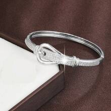 1pc Minimalist Button-Shaped Design Cubic Zirconia Inlaid Women Bracelet - Multicolor - View 3