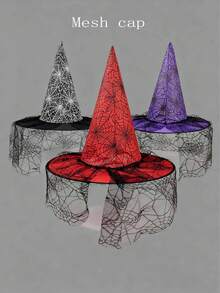 Halloween Witch Hat With Spider & Gold Foil Print, Decorative Prop, Non-Woven Fabric & Mesh Pointed Hat, Sexy Adult Witch Headpiece, Suitable For Holiday Parties, Wizard Costume Accessory - Multicolor - View 3