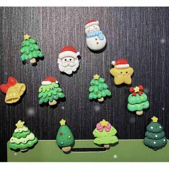 Ins 迷你可爱圣诞树磁性别针装饰、冰箱贴、个性化创意雪人