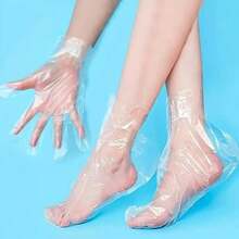 10/100 pezzi Calzini monouso per piedi e mani, idratanti, anti-screpolature, per la cura dei piedi, calzini per spa per i piedi in plastica