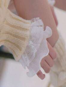 1 Pair Women's Short Lace Sleeves For Wedding Party, Lolita Accessories Suitable For Wedding Dress, Cosplay - trắng - Xem 3