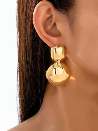2pcs/Set Fashionable Geometric Shiny Round Earrings For Women
