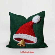 1pc/4pcs Christmas Santa Claus & Christmas Tree Pattern Cushion Cover, Modern Polyester Flat Printing 45cm*45cm Home Decor Sofa Pillow Sham