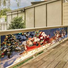 1 Christmas, Winter, And New Year Banner Featuring Santa Claus And Reindeer Sleds With Sparkling Snow Scenery, Christmas Decorations For Farmhouses, Porches, And Courtyards, Durable Polyester Indoor And Outdoor Hanging Flags - Multicolor - View 6