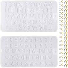 402pcs Tiny Silicone Letter Mold Small Silicone Resin Mold With 400pcs Screw Eye Pins Making Keychain Pendant Jewelry Necklace Earrings - vàng, bạc - Xem 2