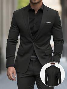 Men's High-End New 2-Piece Suit, Suitable For Formal Occasions And Banquets - 黑色 - 查看 1