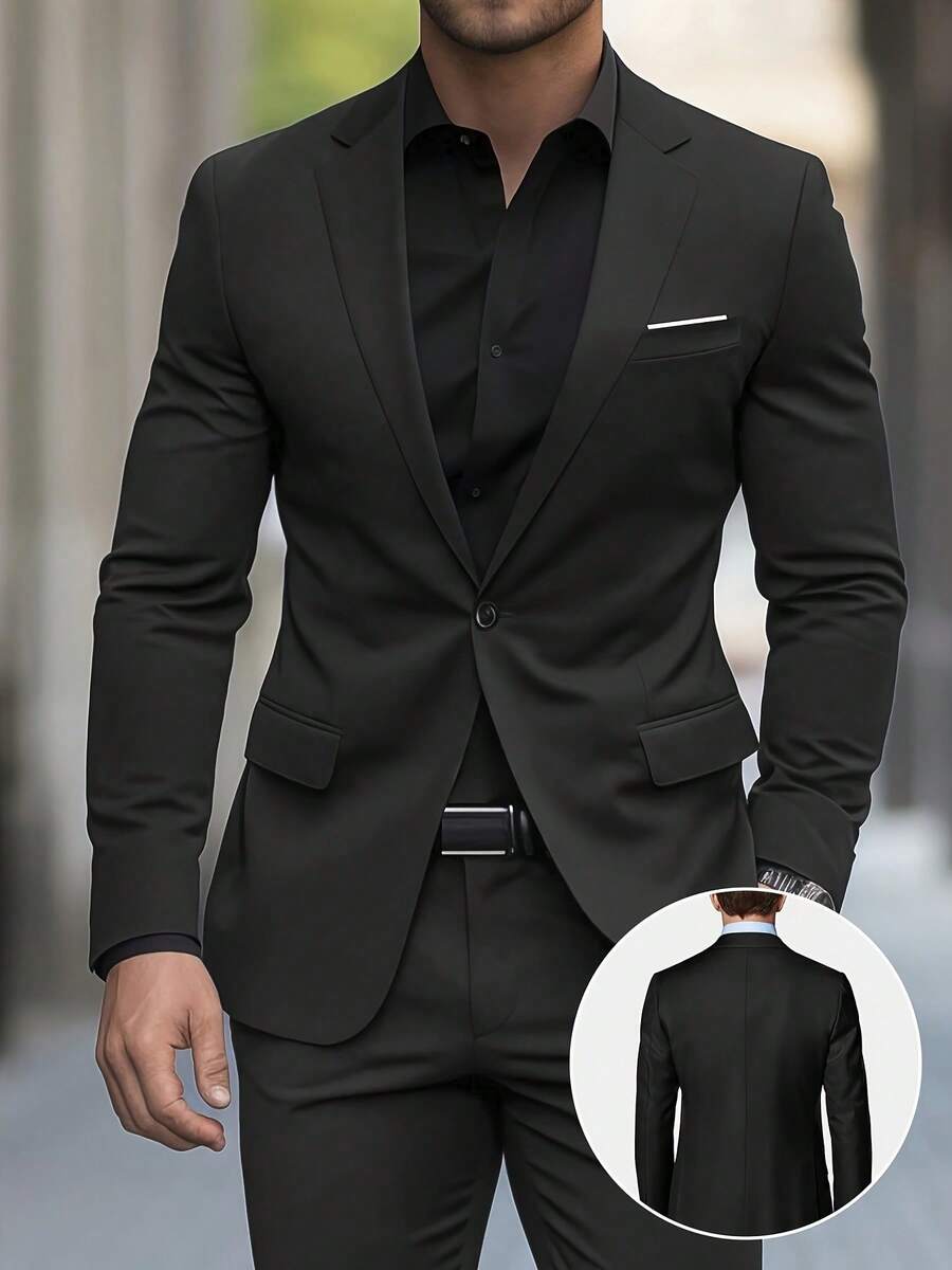 Men's High-End New 2-Piece Suit, Suitable For Formal Occasions And Banquets - 黑色 - 查看 1