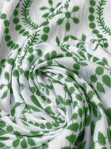 Áo kiểu nữ dài tay thoải mái, in họa tiết nút tre, phối nhiều mảnh, thích hợp cho kỳ nghỉ xuân. - màu xanh lá - Xem 3