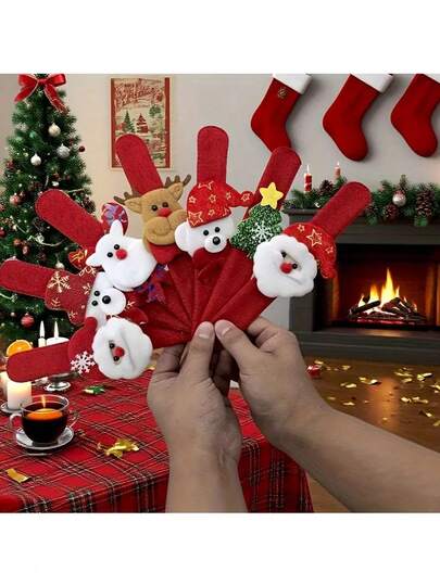 6/12/24 件圣诞节拍手链、圣诞装饰、圣诞节儿童派对礼物、学校奖品（款式随机）