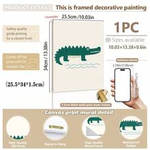 1 gerahmtes/Leinwand Wandkunst, Dinosaurier Tier Thema Dekoration. Badezimmer Wanddekoration. Themen Poster, Schlafzimmer Dekoration, Raumdekoration, Heimdekoration, Ornamente, Winterdekoration für Zuhause, Wanddekoration. Geeignet für Kinderzimmer, Kinderzimmer, Jungen- und Mädchen-Partyräume, Kita-Klassenzimmer Dekoration, wasserfestes Material. Kopfteil Dekorative Tapete, Party Deko Geschenke. Badezimmer Wanddekoration.