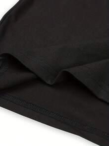 Women Round Neck T Shirt Happy Easter Bunny Ears And Paws With Floral Design Short Sleeve For Spring And Easter Celebration - Black - View 2